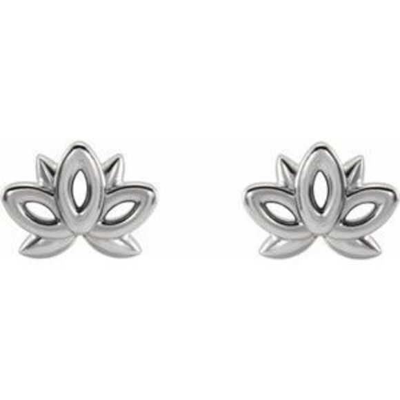 Kazi Luxury 14K White Gold Lotus Earrings